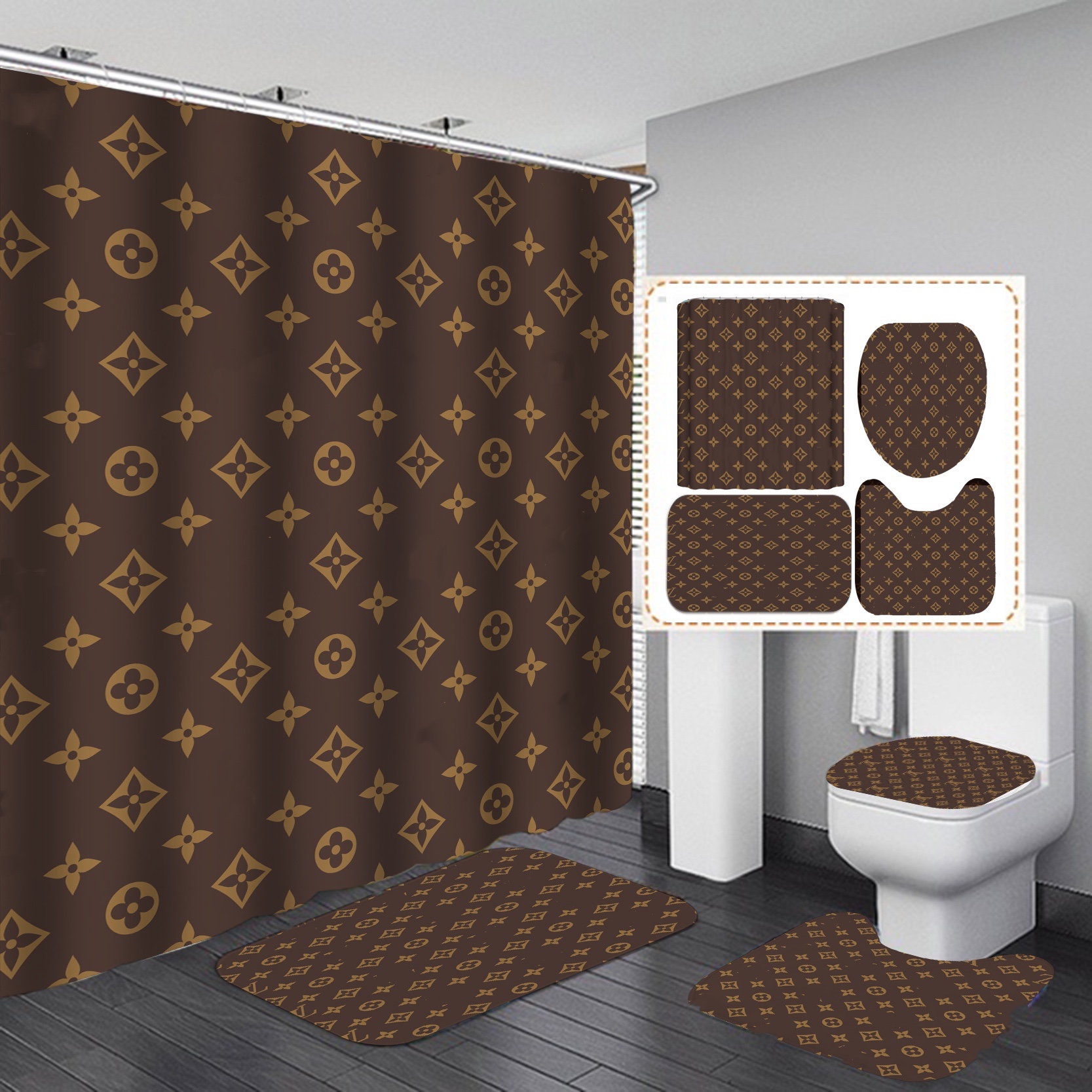 Louis Vuitton Lv Monogram Bathroom Set Home Decor Luxury Fashion Brand Hypebeast Bath Mat