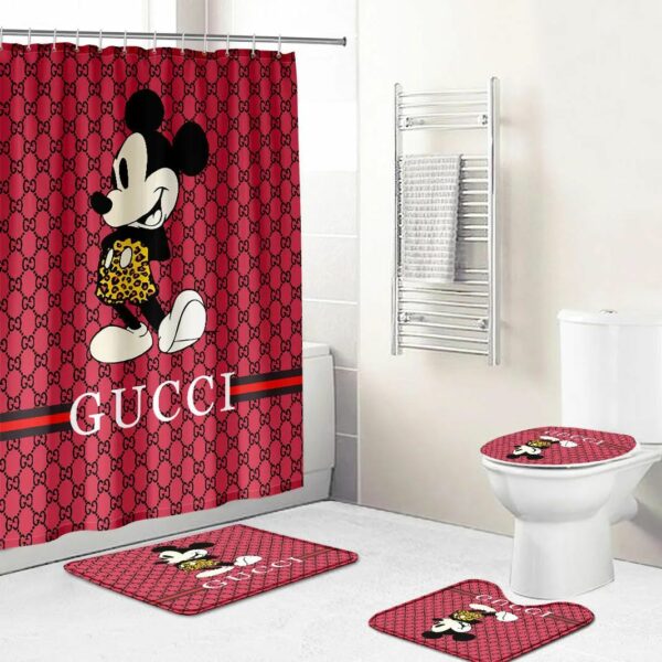 Gucci Mickey Mouse Disney Bathroom Set Bath Mat Hypebeast Luxury Fashion Brand Home Decor