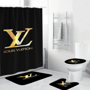 Louis Vuitton Lv Black Bathroom Set Bath Mat Luxury Fashion Brand Home Decor Hypebeast