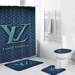 Louis Vuitton Lv Blue Bathroom Set Bath Mat Home Decor Hypebeast Luxury Fashion Brand