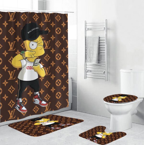 Louis Vuitton Lv The Simpsons Bathroom Set Home Decor Bath Mat Luxury Fashion Brand Hypebeast