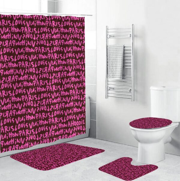 Louis Vuitton Lv Pink Bathroom Set Hypebeast Bath Mat Luxury Fashion Brand Home Decor