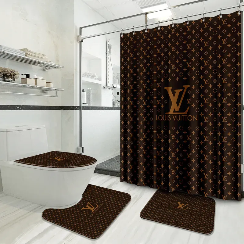 Louis Vuitton Bathroom Set Home Decor Bath Mat Luxury Fashion Brand Hypebeast