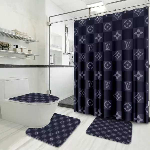 Louis Vuitton Caro Blue Bathroom Set Home Decor Hypebeast Bath Mat Luxury Fashion Brand