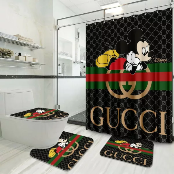 Gucci Mickey Bathroom Set Home Decor Luxury Fashion Brand Bath Mat Hypebeast