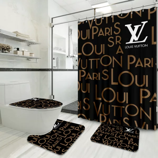 Louis Vuitton Brown Bathroom Set Bath Mat Luxury Fashion Brand Hypebeast Home Decor