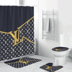 Louis Vuitton Black Yellow Bathroom Set Luxury Fashion Brand Home Decor Hypebeast Bath Mat