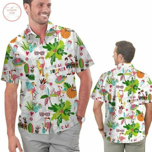 Amazing Flamingo Hello Hawaiian Shirt