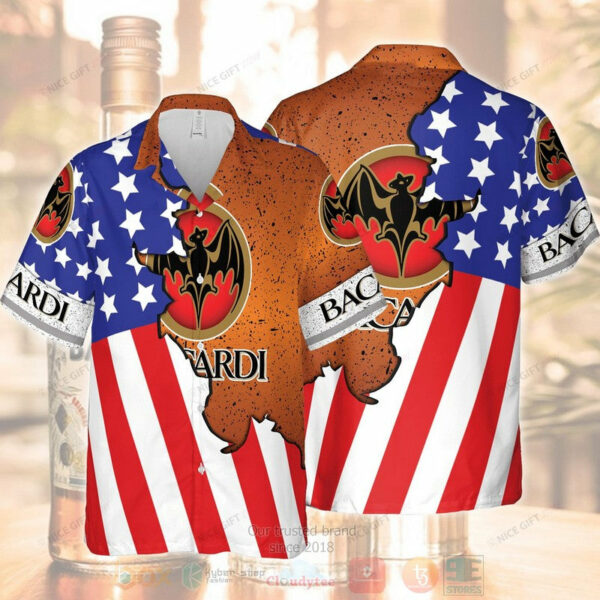 Bacardi American Flag Hawaiian Shirt