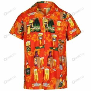 Beer Enjoy Drinking Beer Orange Hawaiian Shirt