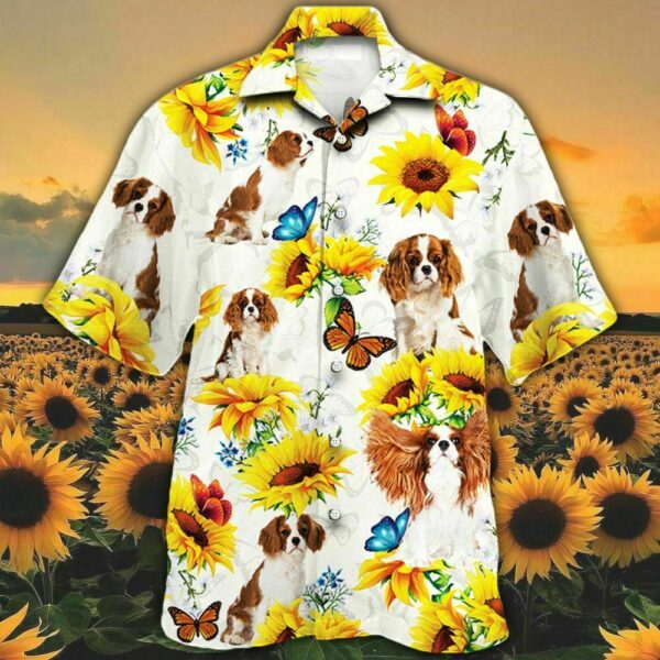 Cavalier King Charles Spaniel Dog Lovers Sun Flower Hawaiian Shirt