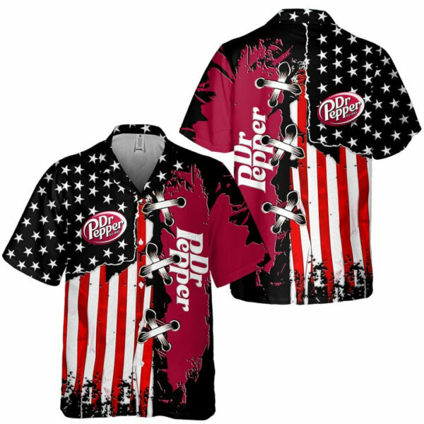 Dr Pepper Usa Flag Hawaiian Shirt