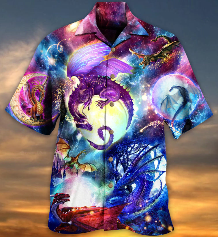 Dragon Neon In The Universe Hawaiian Shirt