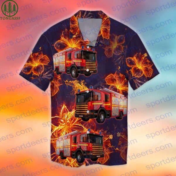 Firefighter Fire Hawaiian Shirt Outfit Beach Summer