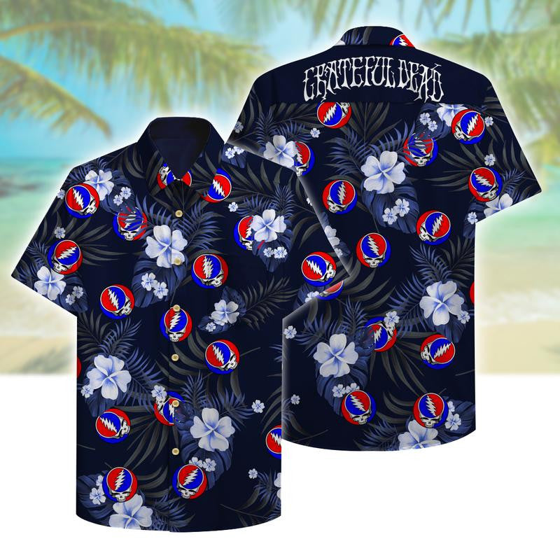 Grateful Dead Tropical Flower Pattern Hawaiian Shirt