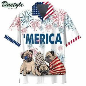 Love Pug 4Th Of July Hawaiian Shirt