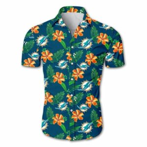 Miami Dolphins Tropical Flower Button Hawaiian Shirt