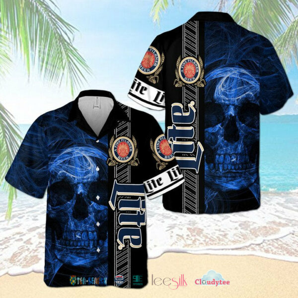 Miller Lite Beer Smoke Skull Hawaiian Shirt