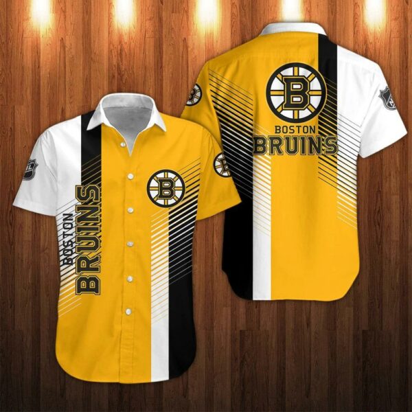 Nhl Boston Bruins Striped Hawaiian Shirt