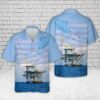 Offshore Drilling Rig Us Flag Hawaiian Shirt