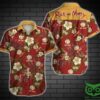 Oh Geez Music Golder Flowers Red Yellow Hawaiian Shirt