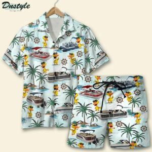 Pontoon Duck Palm Tree Hawaiian Shirt