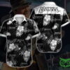 Santana Singer Gray Flowers Black Hawaiian Shirt