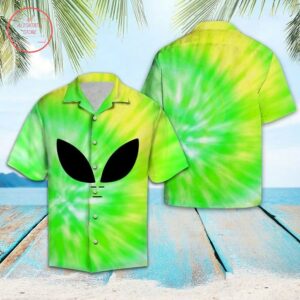 Space Aliens Button Up Hawaiian Shirt