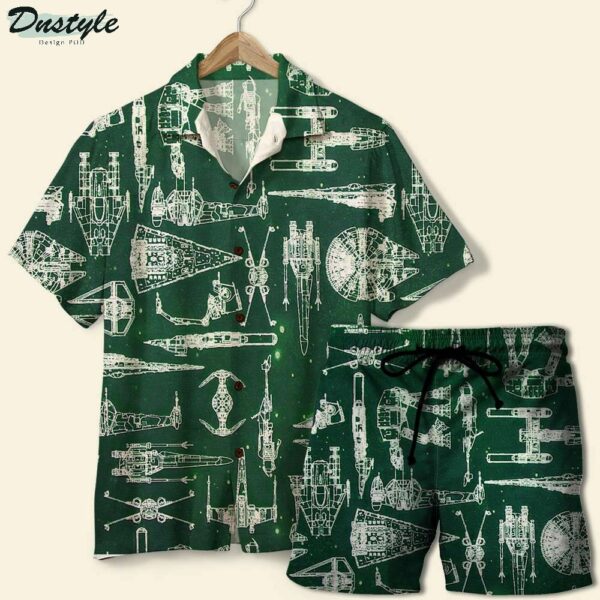 Spaceship Pattern Hawaiian Shirt Summer Outfit Beach