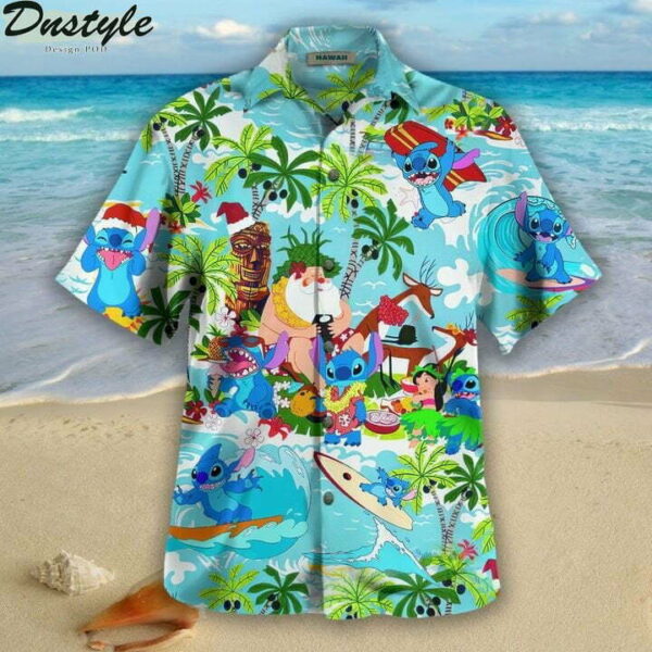 Stitch Santa Hawaiian Shirt Summer Outfit Beach