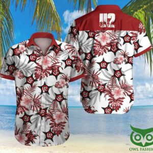 U2 Rock Band Red Floral White Hawaiian Shirt