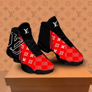 Louis Vuitton Black Red LV Air Jordan 13 Luxury Fashion Sneakers Trending Shoes