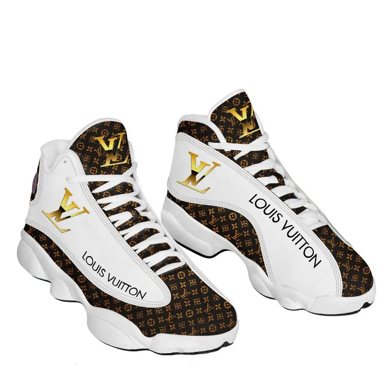 Louis Vuitton White Brown LV Air Jordan 13 Fashion Sneakers Luxury Shoes Trending