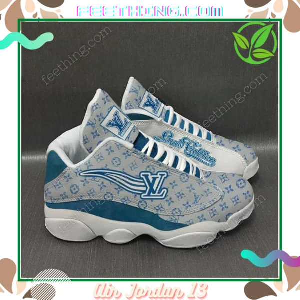 LV Louis Vuitton  Blue White Logo Air Jordan 13 Shoes Fashion Trending Luxury Sneakers