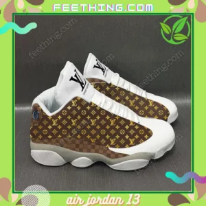 Louis Vuitton  White BrownLV Logo Air Jordan 13 Shoes Luxury Fashion Trending Sneakers