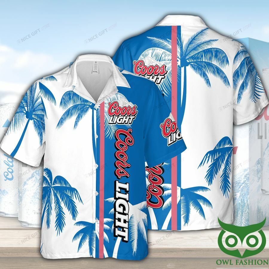 Coors Light Blue And White Coconut Hawaiian Shirt