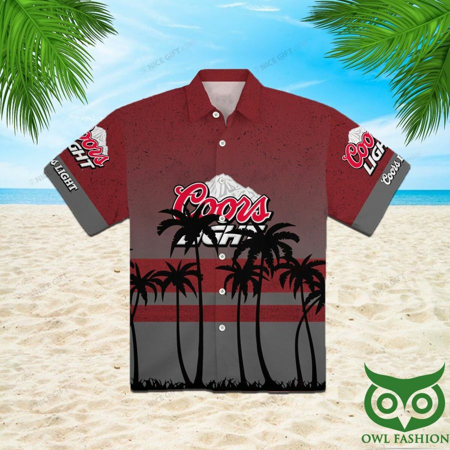 Coors Light Red And Dark Gray Hawaiian Shirt