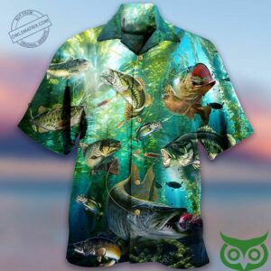 Fish More Worry Less Limited Green Hawaiian Shirt