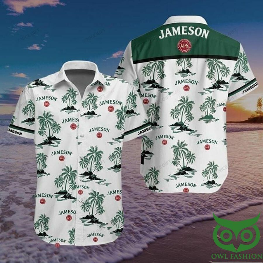 Jameson Irish Whiskey White With Green Hawaiian Shirt