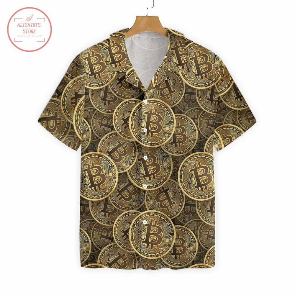 Realistic Seamless Bitcoin Cryptocurrency Hawaiian Shirt