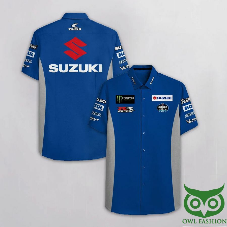 Team Suzuki Ecstar Blue And Gray Monster Hawaiian Shirt