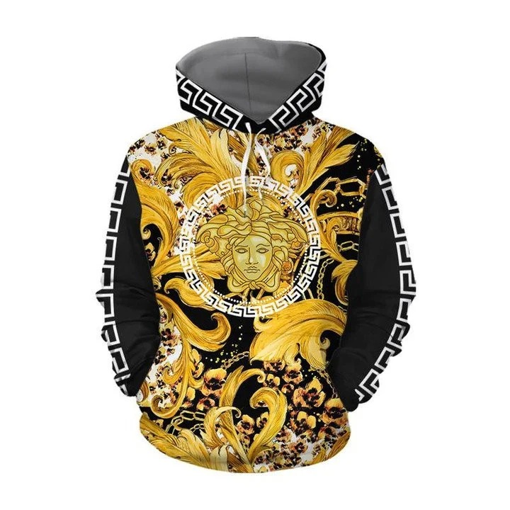 Gianni Versace Black Gold Type 1113 Hoodie Outfit Fashion Brand Luxury