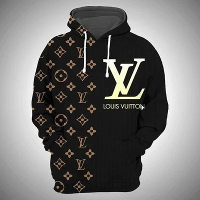 Louis Vuitton Black Brown Lv Type 925 Hoodie Fashion Brand Luxury Outfit