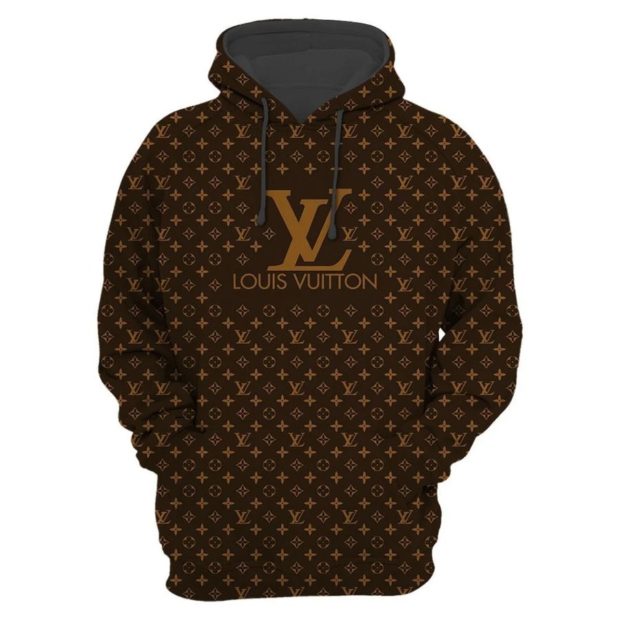 Louis Vuitton Brown Monogram Lv Type 900 Luxury Hoodie Fashion Brand Outfit