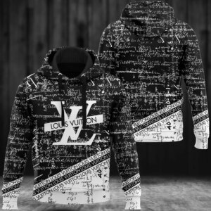 Louis Vuitton Black White Lv Type 645 Hoodie Outfit Fashion Brand Luxury