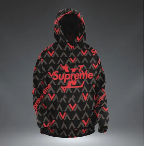 Louis Vuitton Supreme Black Red Type 603 Hoodie Outfit Fashion Brand Luxury