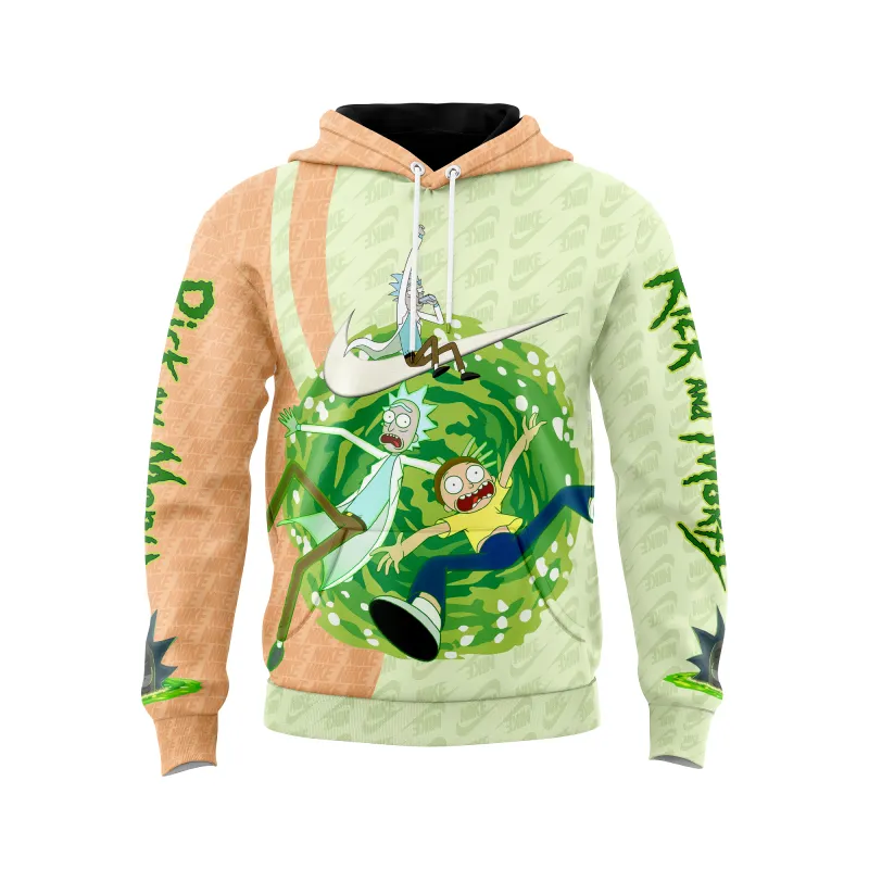 Nike Rick And Morty Light Green Orange Type 545 Hoodie Outfit Luxury Fashion Brand