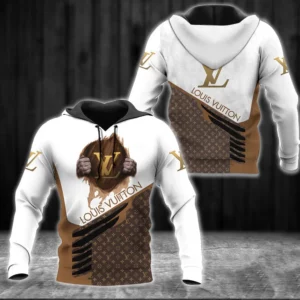 Louis Vuitton White Brown Type 461 Luxury Hoodie Outfit Fashion Brand