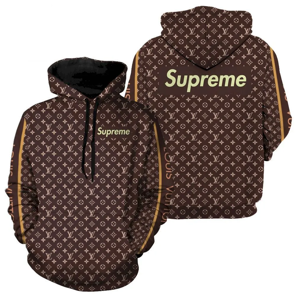 Louis Vuitton Supreme Brown Type 401 Hoodie Fashion Brand Outfit Luxury