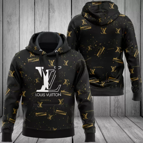 Louis Vuitton Black Yellow Type 345 Luxury Hoodie Fashion Brand Outfit